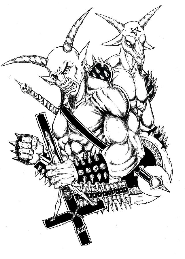 642x900 Goatlord And Baphomet Drawing - Baphomet Drawing