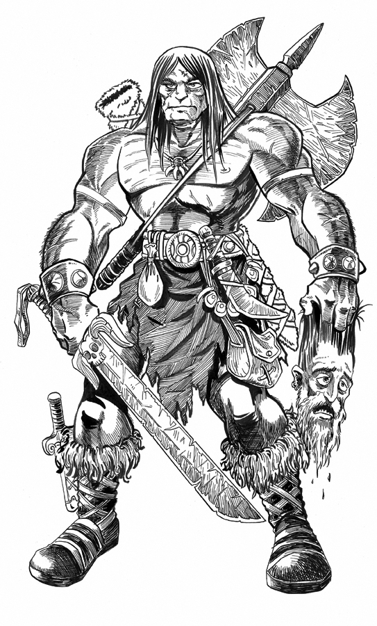 543x900 barbarian drawing sketch drawing skill - Barbarian Drawing