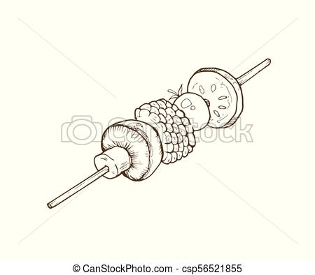 450x394 bbq dish sketch hand drawn barbecue isolated on white background - Barbecue Drawing