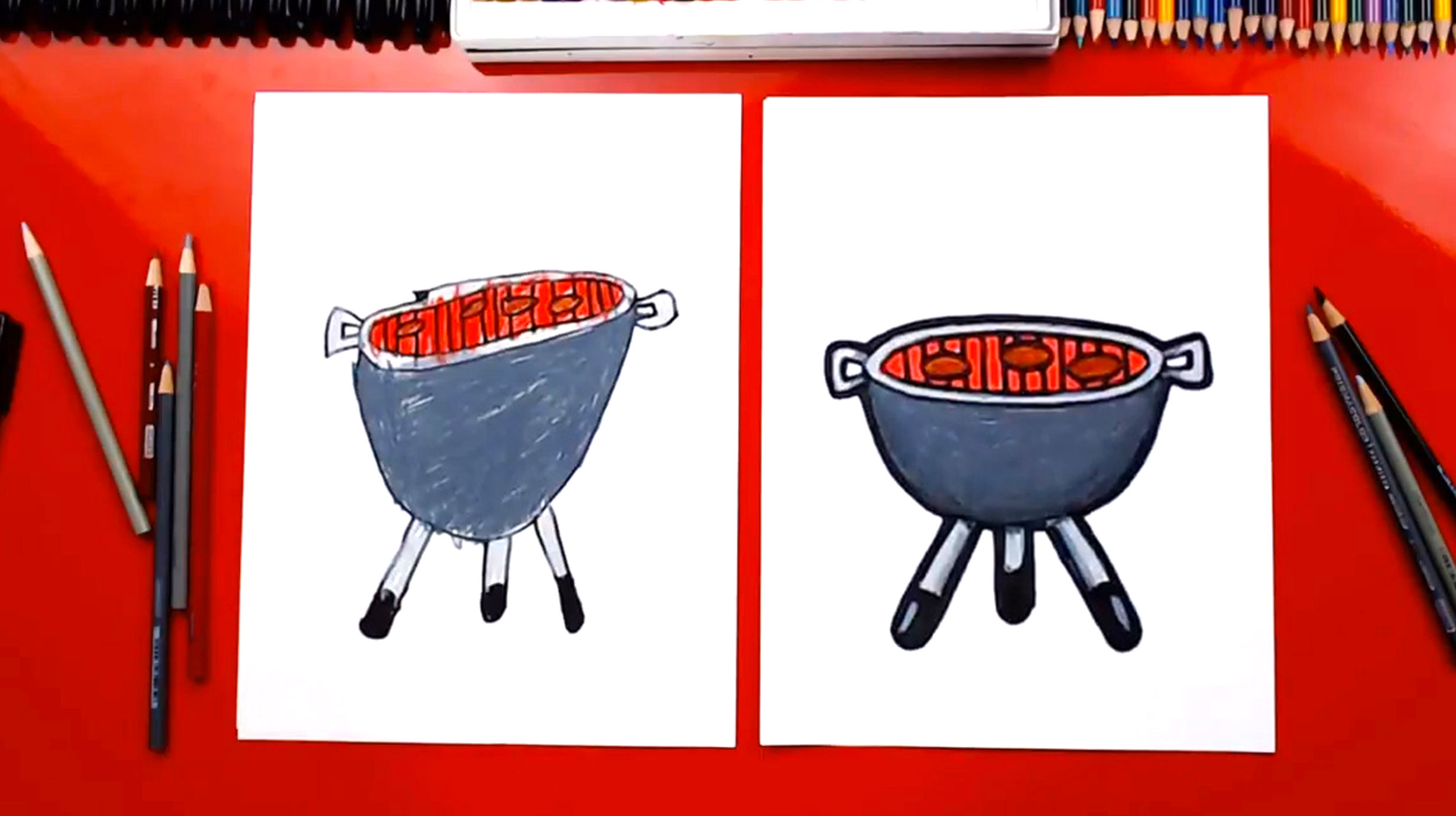 2463x1381 how to draw a bbq grill - Barbecue Drawing