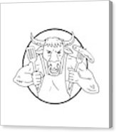 163x186 longhorn bull holding barbecue sausage drawing black and white - Barbecue Drawing