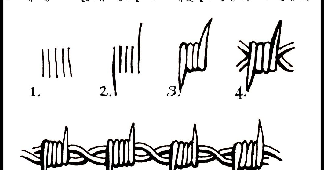 1061x557 daryl hobson artwork how to draw barbed wire step - Barbed Wire Drawing