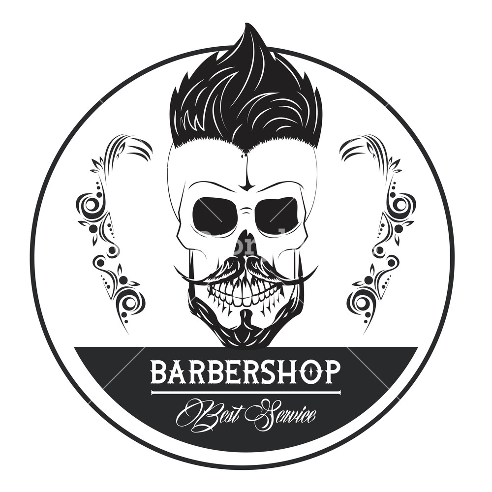 1000x1000 barbershop vintage emblem with skull retro drawings vector - Barber Drawings