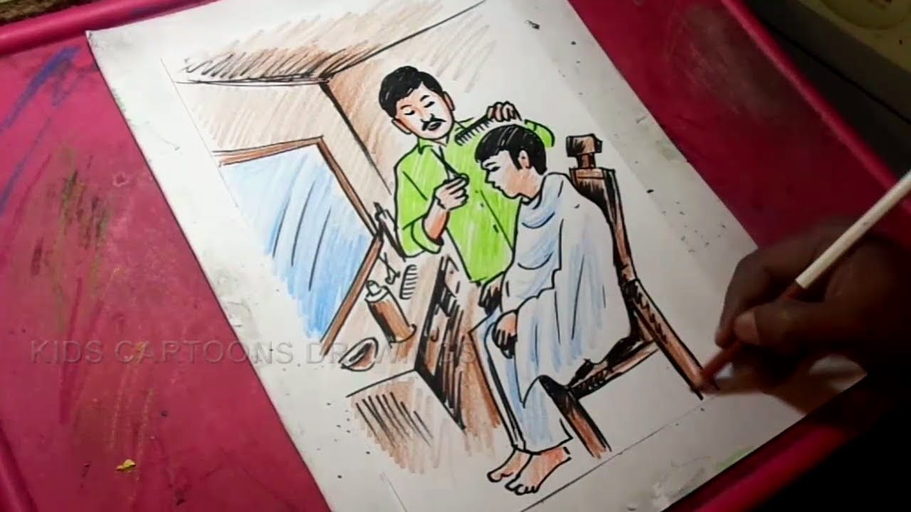 1280x720 how to draw barber hair salon drawing for kids - Barber Drawings