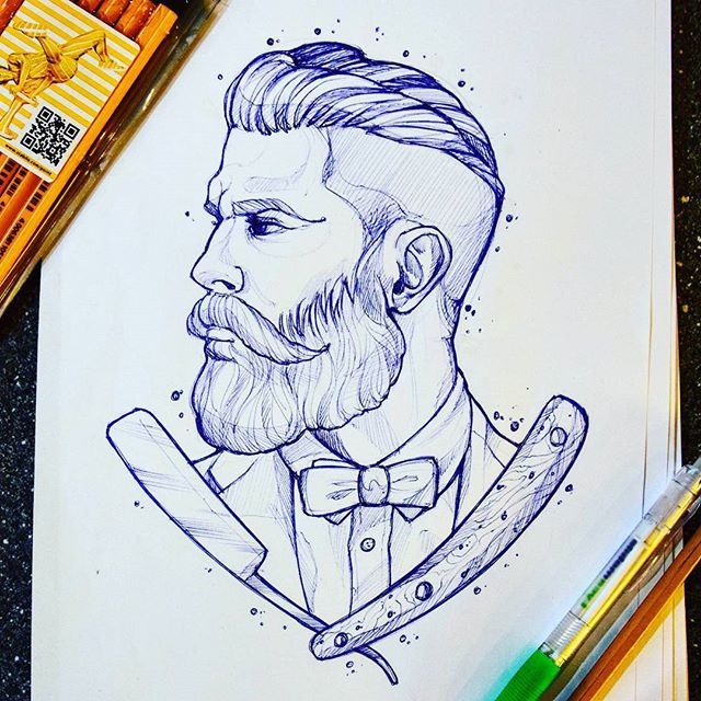 640x640 Style Of Illustration Qualities Of Line Black Not Blue Profile - Barber Drawings