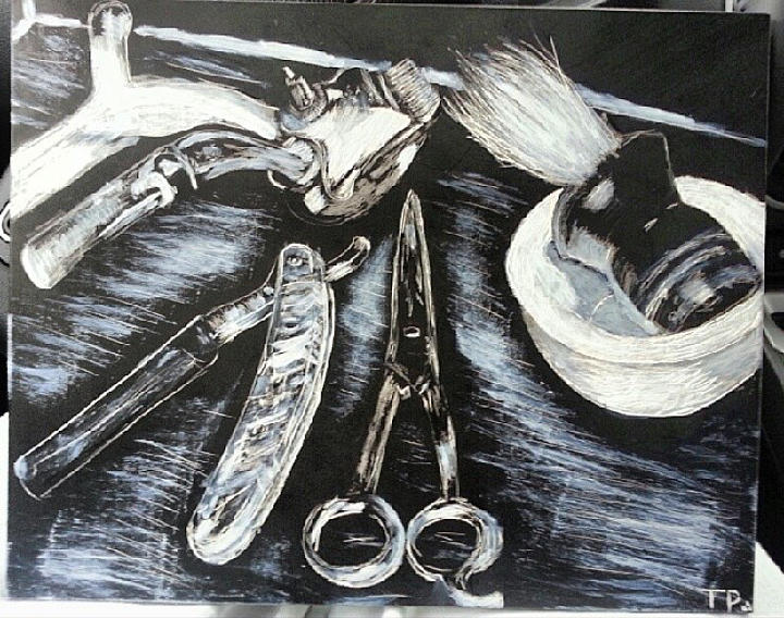 720x568 antique barber tools drawing - Barber Drawings