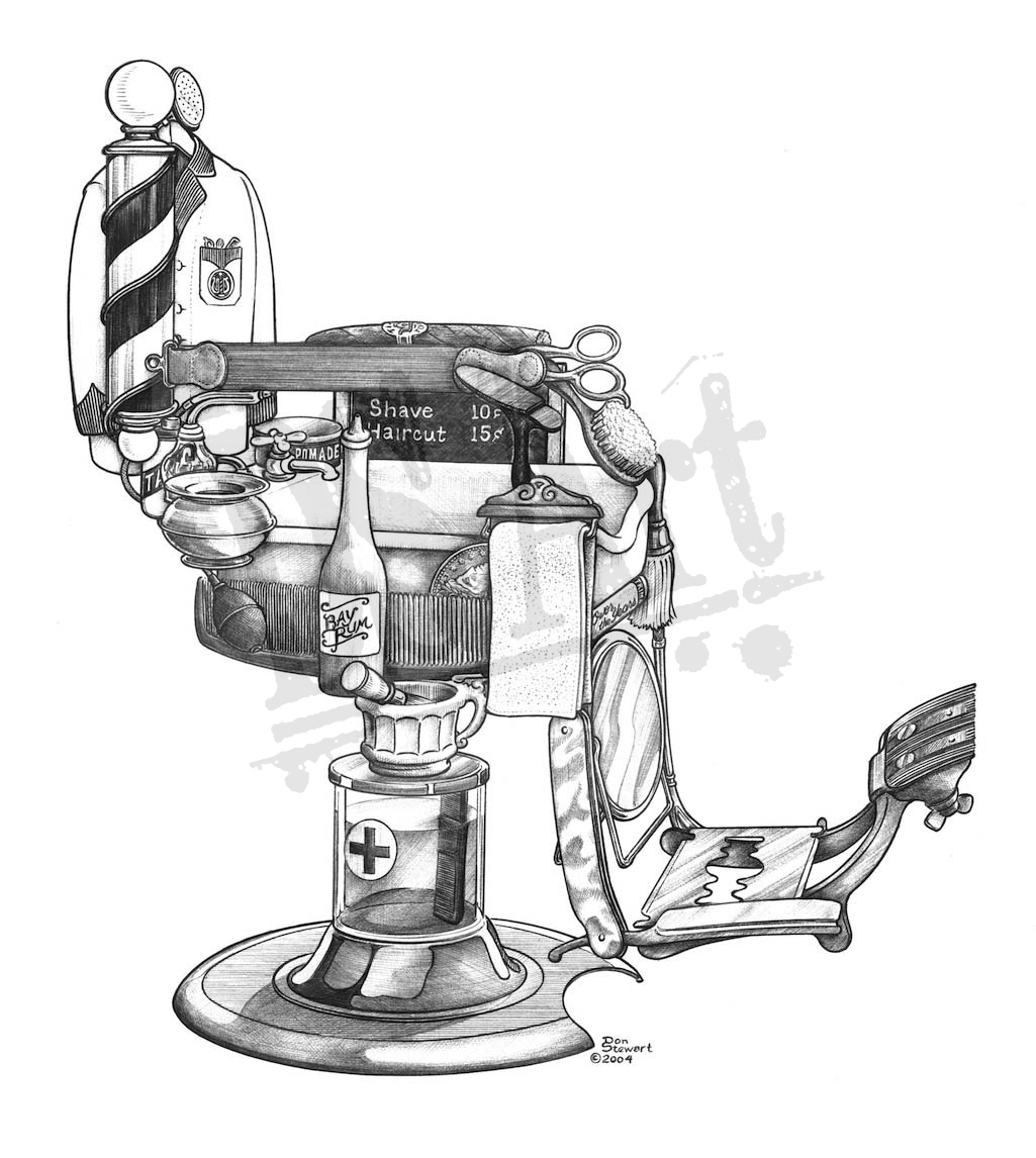1025x1146 barber chair ds art - Barber Pole Drawing