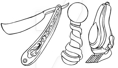 400x231 barber pole, clippers, and straight razor tattoo - Barber Pole Drawing