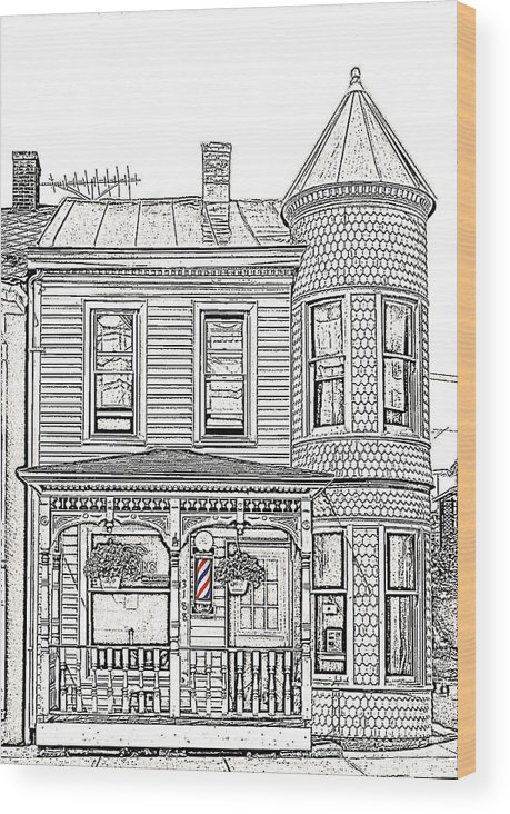 459x732 barber shop drawing wood print - Barber Shop Drawing