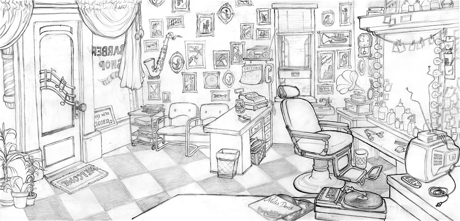 1600x768 barber shop interior layout featuring wonderful complete - Barber Shop Drawing