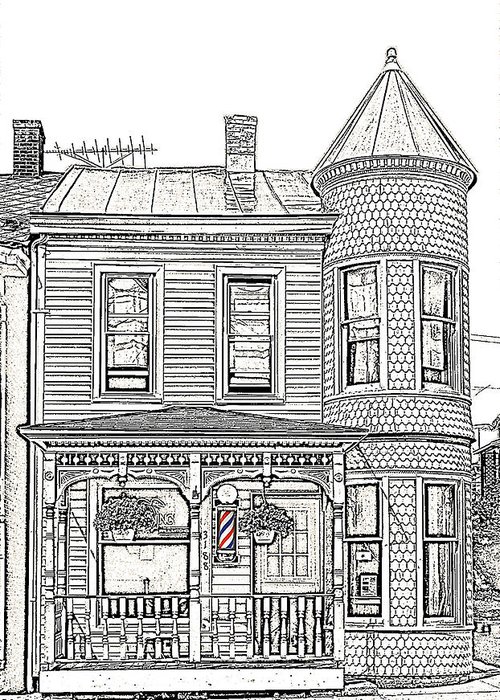 500x700 barber shop drawing greeting card for sale - Barber Shop Drawing