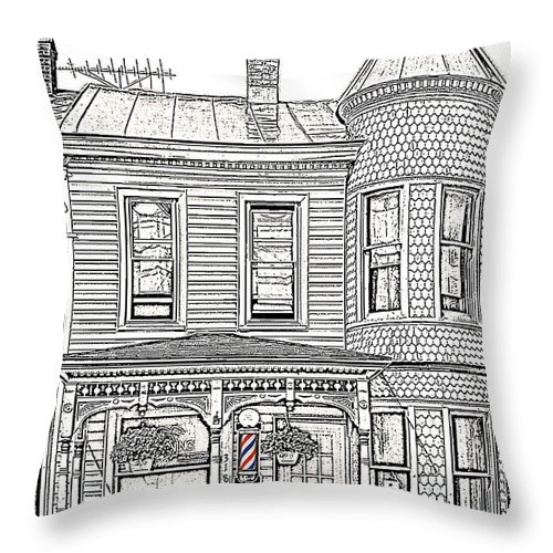 500x500 barber shop drawing throw pillow for sale - Barber Shop Drawing