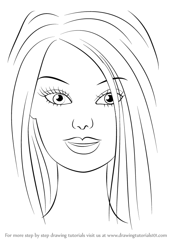 598x844 Learn How To Draw Barbie Face - Barbie Doll Drawing