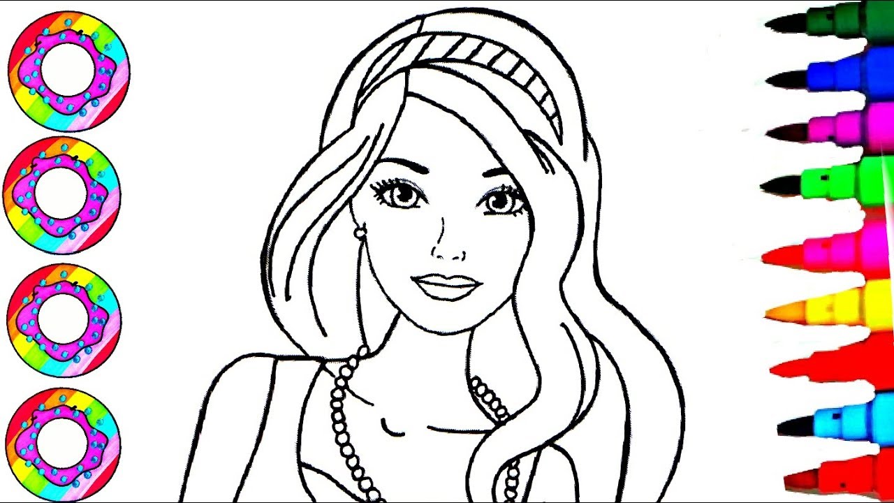 1280x720 Coloring Drawings Barbie Fashionistas With Rainbow Sparkle - Barbie Drawing