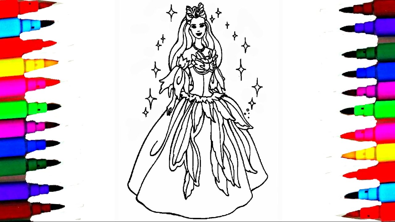 1280x720 girls barbie princess coloring pages l coloring barbie and ken - Barbie Drawing