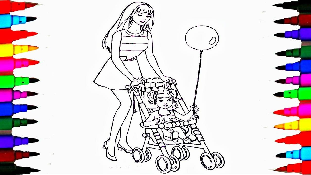 1280x720 coloring pages barbie and chelsea in the stroller coloring book - Barbie Drawing Book