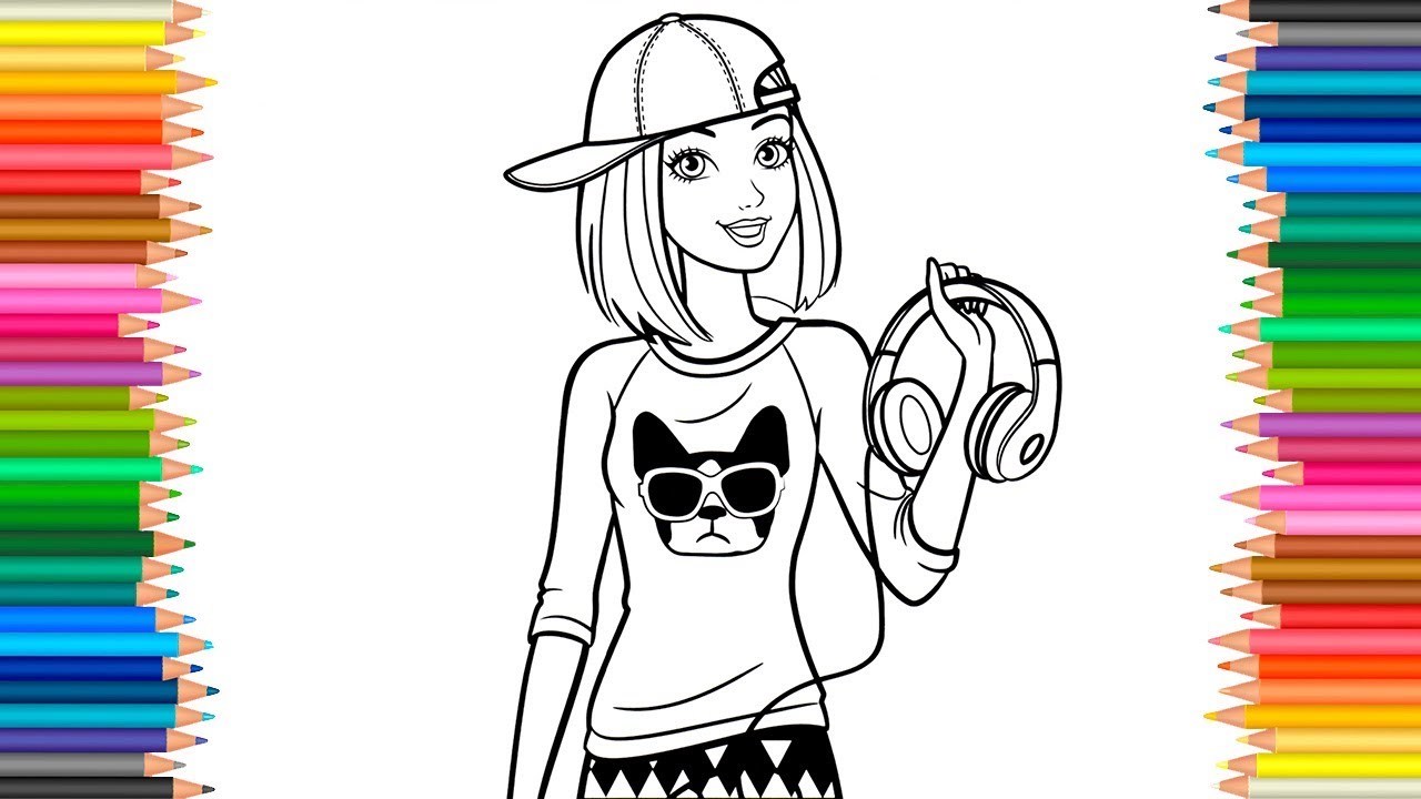 1280x720 dj barbie coloring pages coloring book video for children learn - Barbie Drawing Book