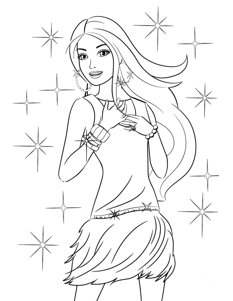791x1024 Reliable Barbie Coloring Pages To Print Out Line Drawing - Barbie Drawing Pages