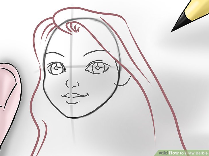 728x546 How To Draw Barbie Steps - Barbie Face Drawing