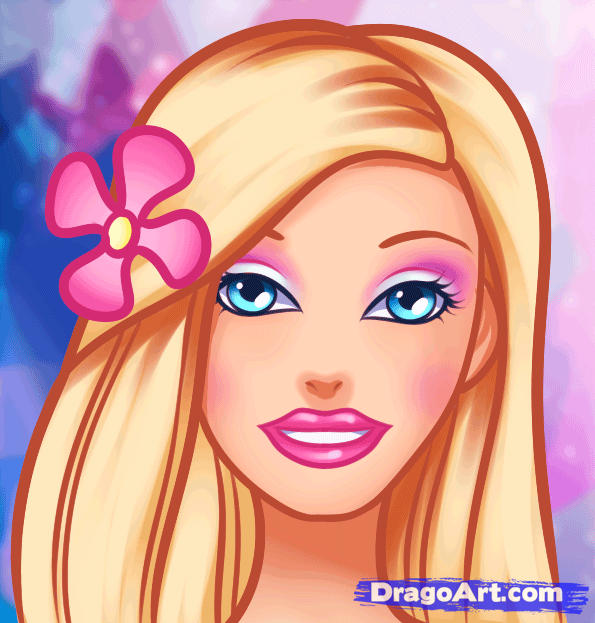 595x623 How To Draw Barbie Easy, Step - Barbie Face Drawing