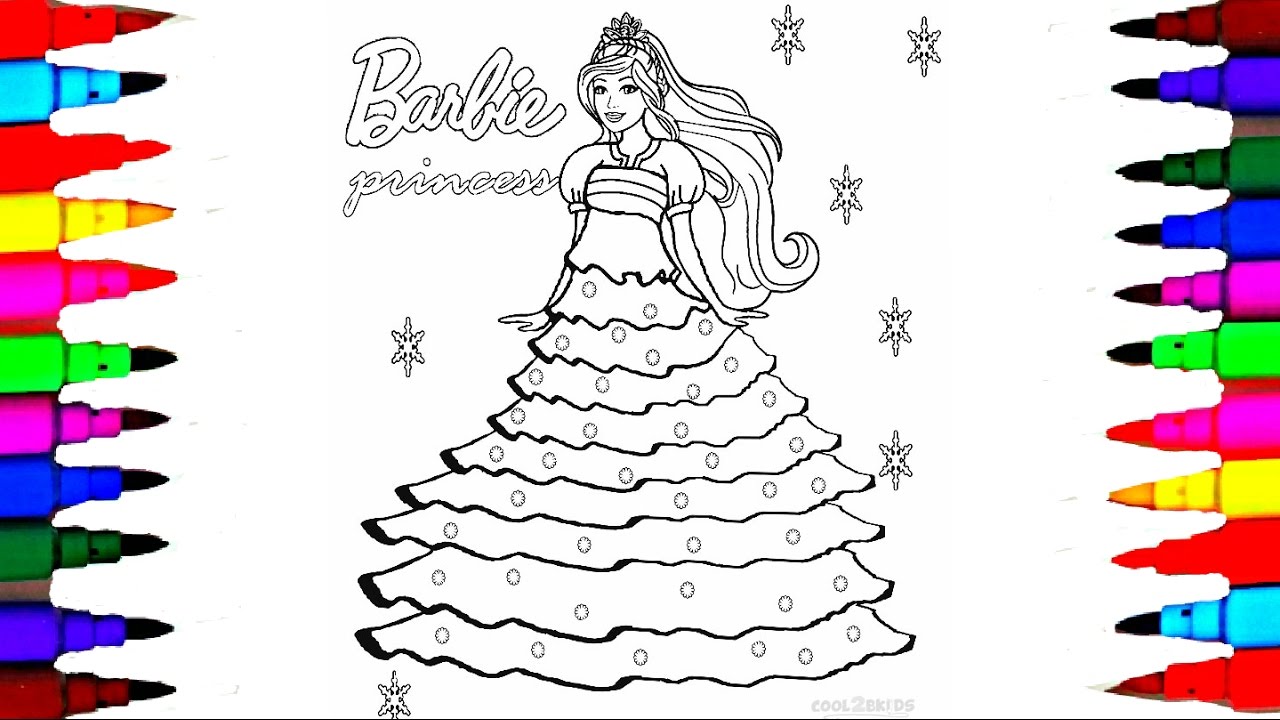 1280x720 How To Draw Barbie Princess Dress L Barbie Coloring Pages - Barbie Princess Drawing