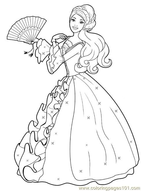 489x665 Print A Princess Free Printable Coloring - Barbie Princess Drawing