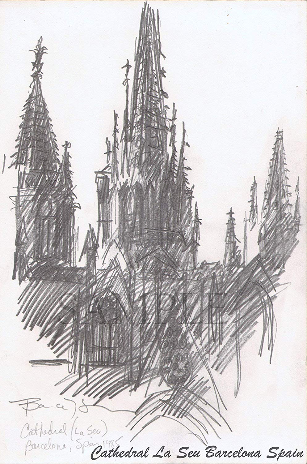 994x1500 pencil drawing in barcelona, spain - Barcelona Drawing