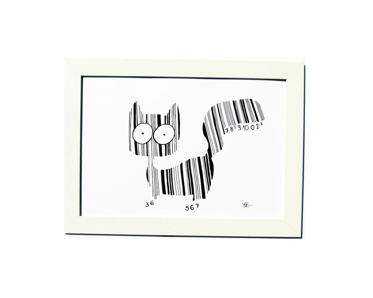 1250x1000 drawing handmade cat barcode art and cat - Barcode Drawing