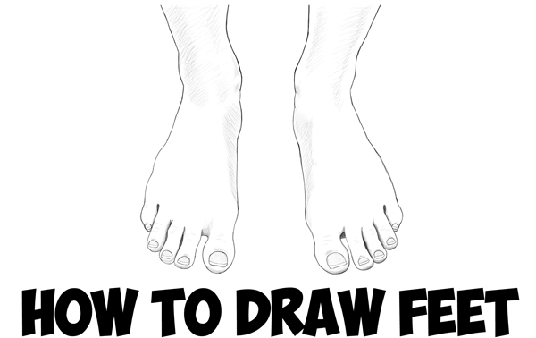 600x378 How To Draw Feet The Human Foot With Easy Step - Barefoot Drawing