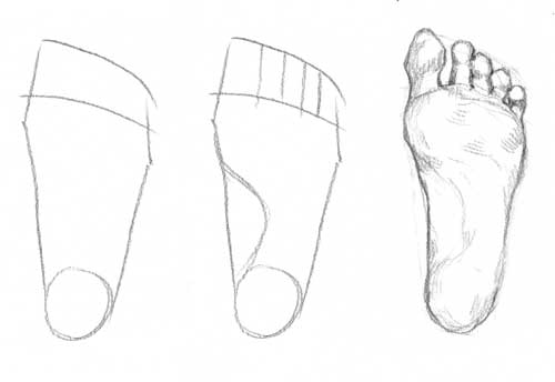 500x344 How To Sketch And Draw Feet - Barefoot Drawing