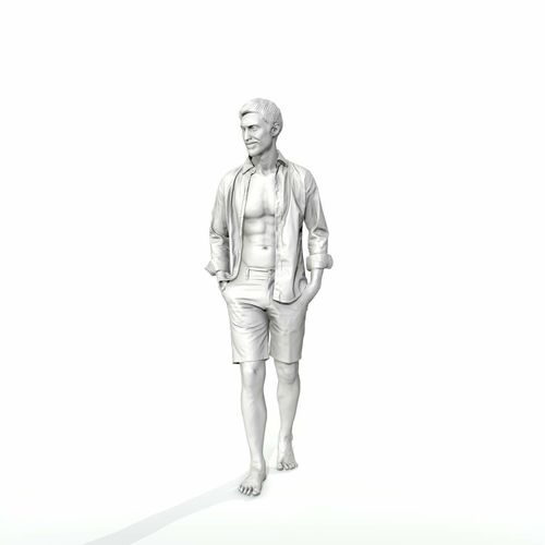 500x500 Model Walking Barefoot Man With White Shirt - Barefoot Drawing
