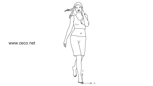 640x360 Autocad Drawing Young Woman Walking Barefoot Dwg Dxf - Barefoot Drawing