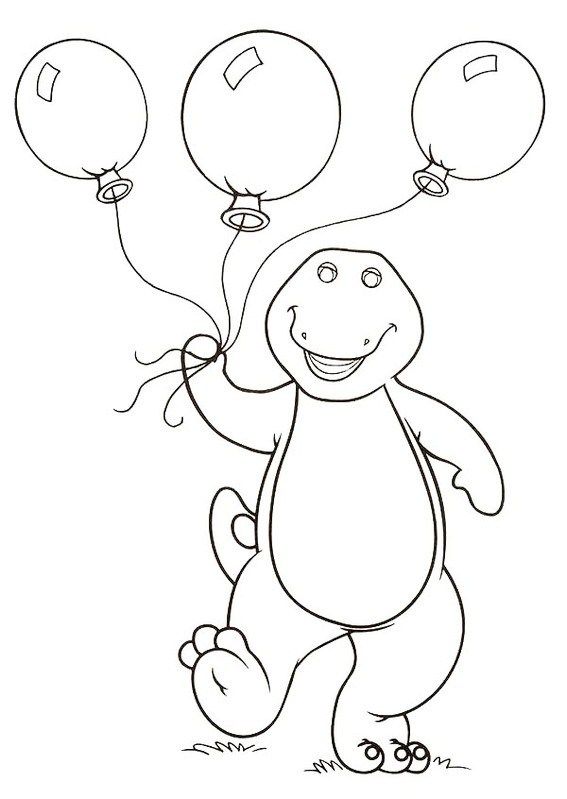 567x799 barney holding balloons coloring and drawing - Barney Drawing