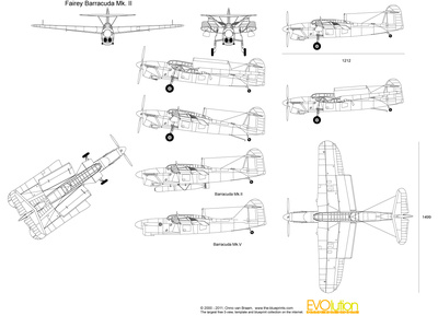 400x289 Fairey Barracuda Mk Ii Vector Drawing - Barracuda Drawing