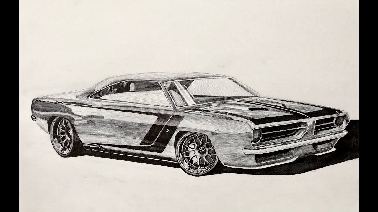 1280x720 Plymouth Barracuda Drawing - Barracuda Drawing