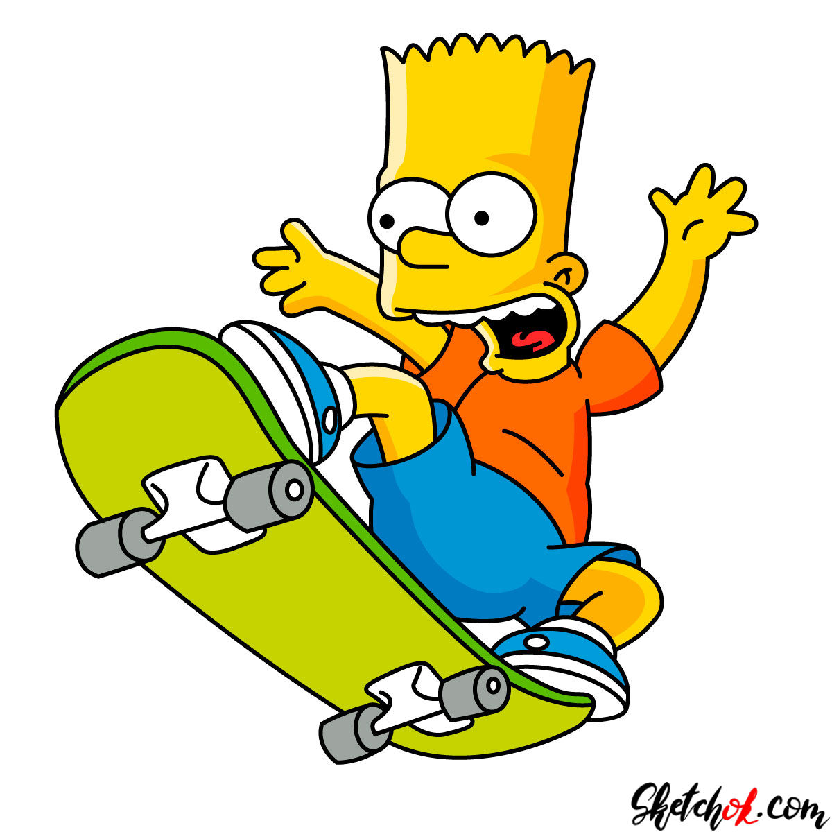 1200x1200 How To Draw Bart Simpson On A Skateboard - Bart Drawing