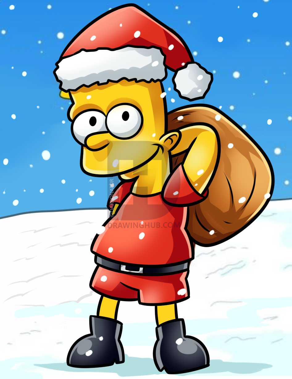 946x1227 Christmas Bart Drawing Lesson, Step - Bart Drawing