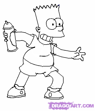 402x471 how to draw bart simpson, step - Bart Simpson Drawing