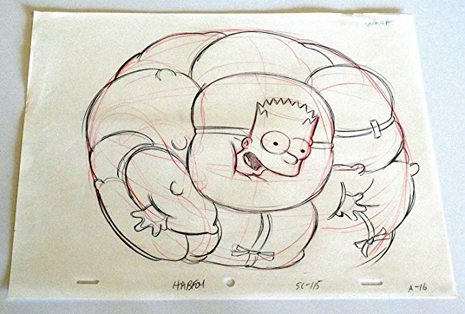 679x459 simpsons bart simpson animation drawing original art pencil red - Bart Simpson Drawing