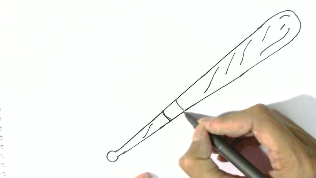 1280x720 How To Draw A Baseball Bat In Easy Steps For Children Beginners - Baseball Bat Drawing