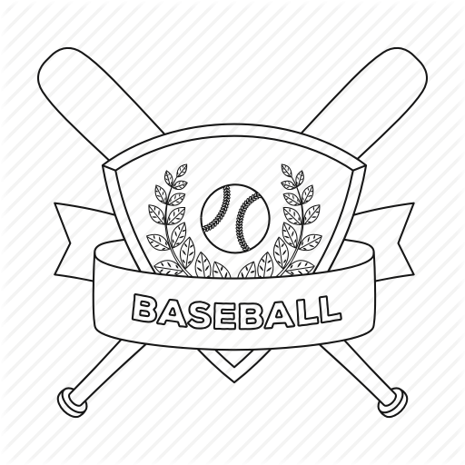 512x512 Ball, Baseball, Bat, Emblem, Ribbon, Shield, Sport Icon - Baseball Bat Drawing