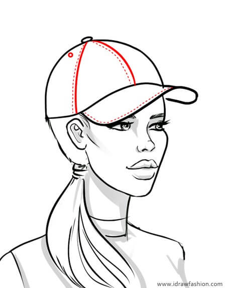 450x574 how to draw a baseball cap i draw fashion - Baseball Cap Drawing