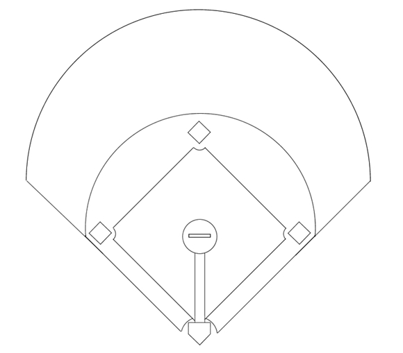 580x509 Printable Baseball Diamond Diagram - Baseball Diamond Drawing
