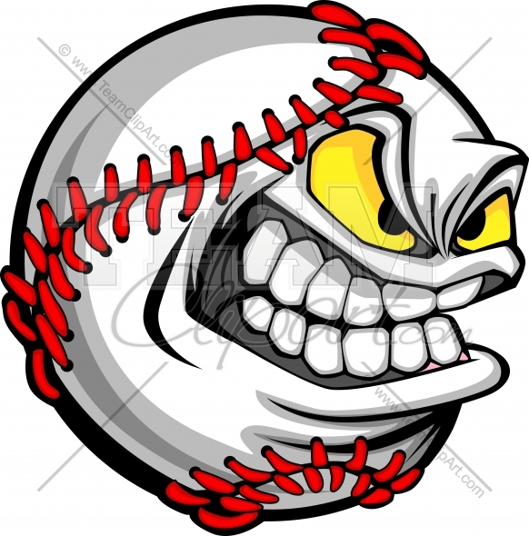 582x590 Cartoon Baseball Face Clipart Image Easy To Edit Vector Format - Baseball Drawing