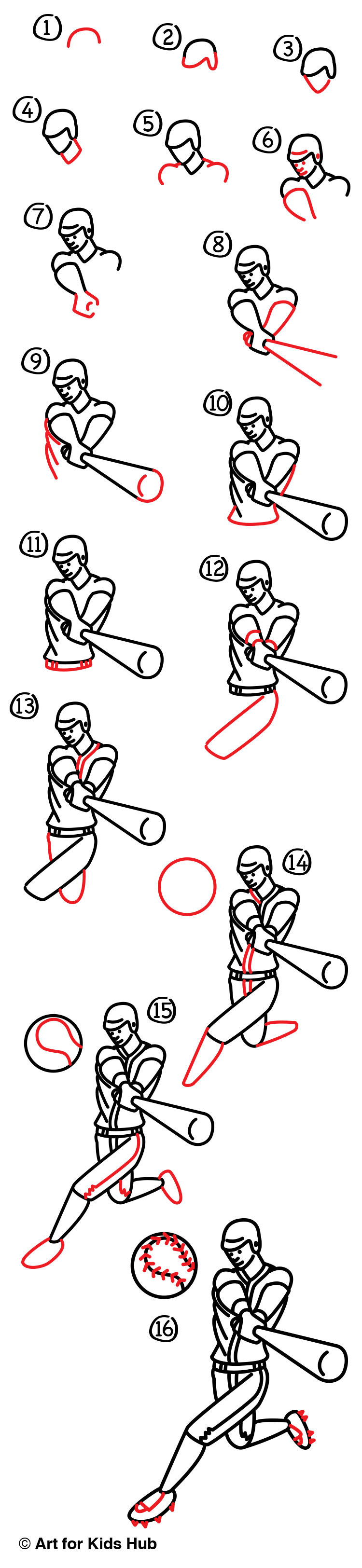750x3250 how to draw a baseball player - Baseball Drawing