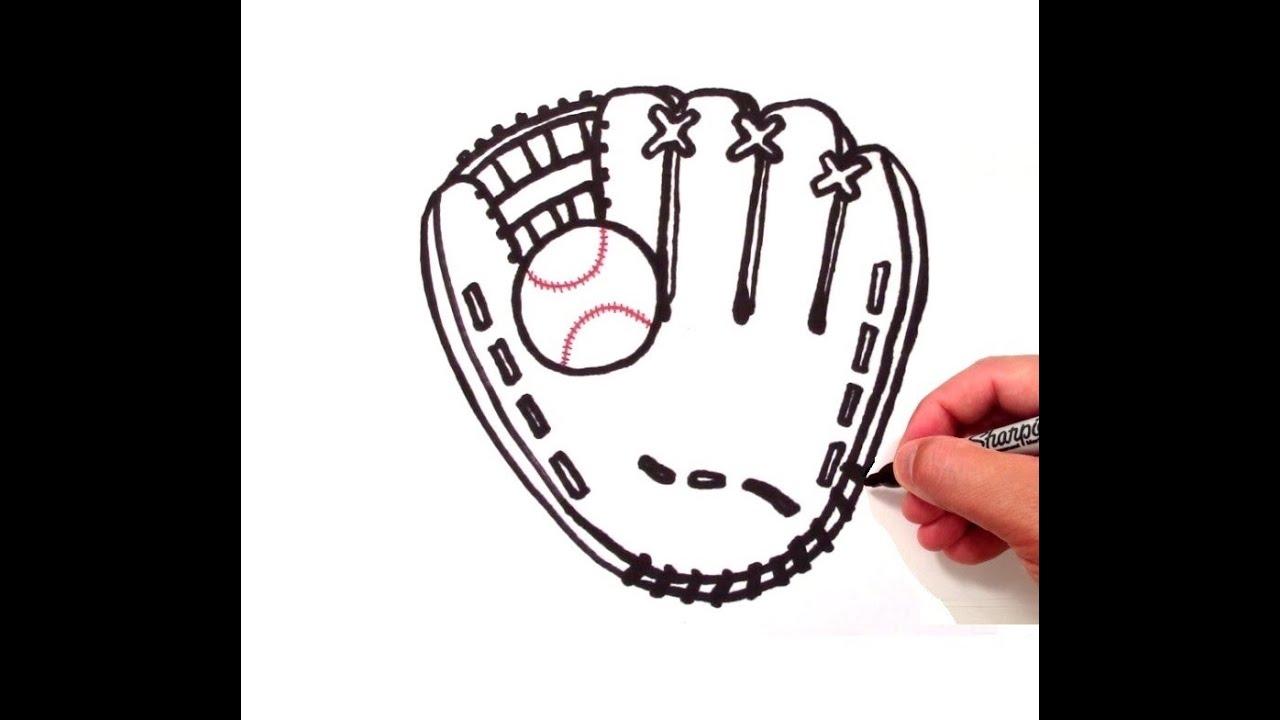 1280x720 how to draw a baseball glove - Baseball Drawing