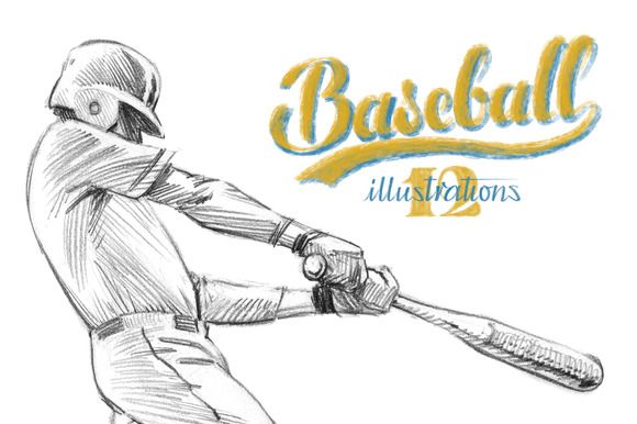 580x386 sketchy baseball drawing set - Baseball Drawing