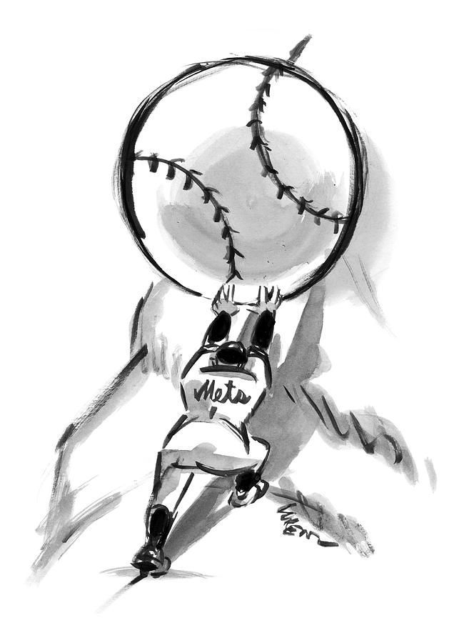 643x900 a mets player pushes a giant baseball drawing - Baseball Drawing