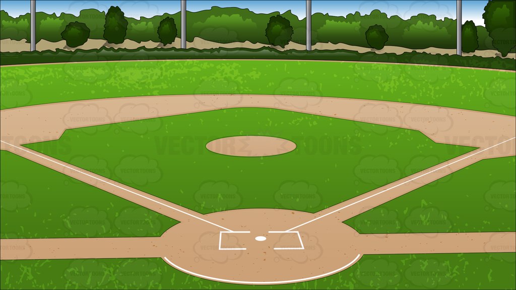1024x576 Cartoon Baseball Field Drawing - Baseball Field Drawing