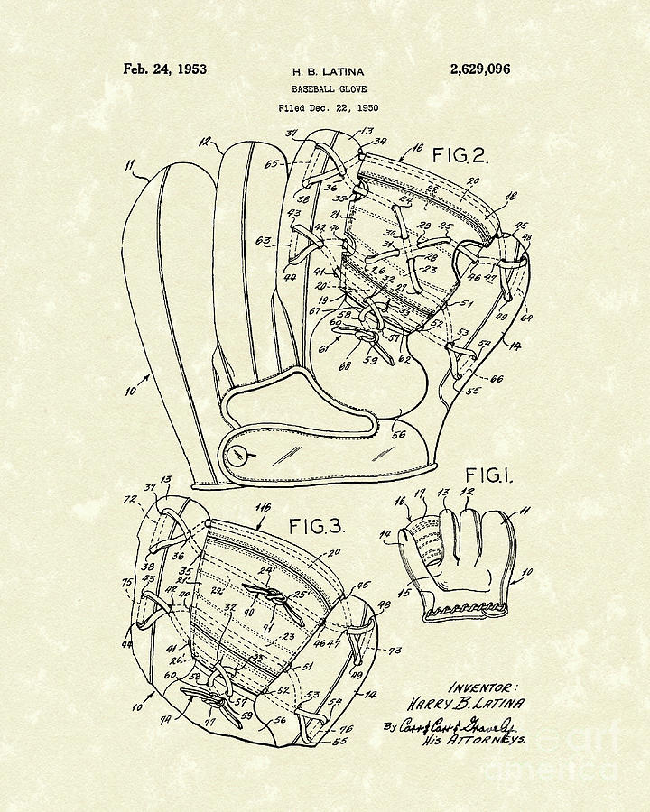 720x900 baseball glove patent art drawing - Baseball Glove Drawing